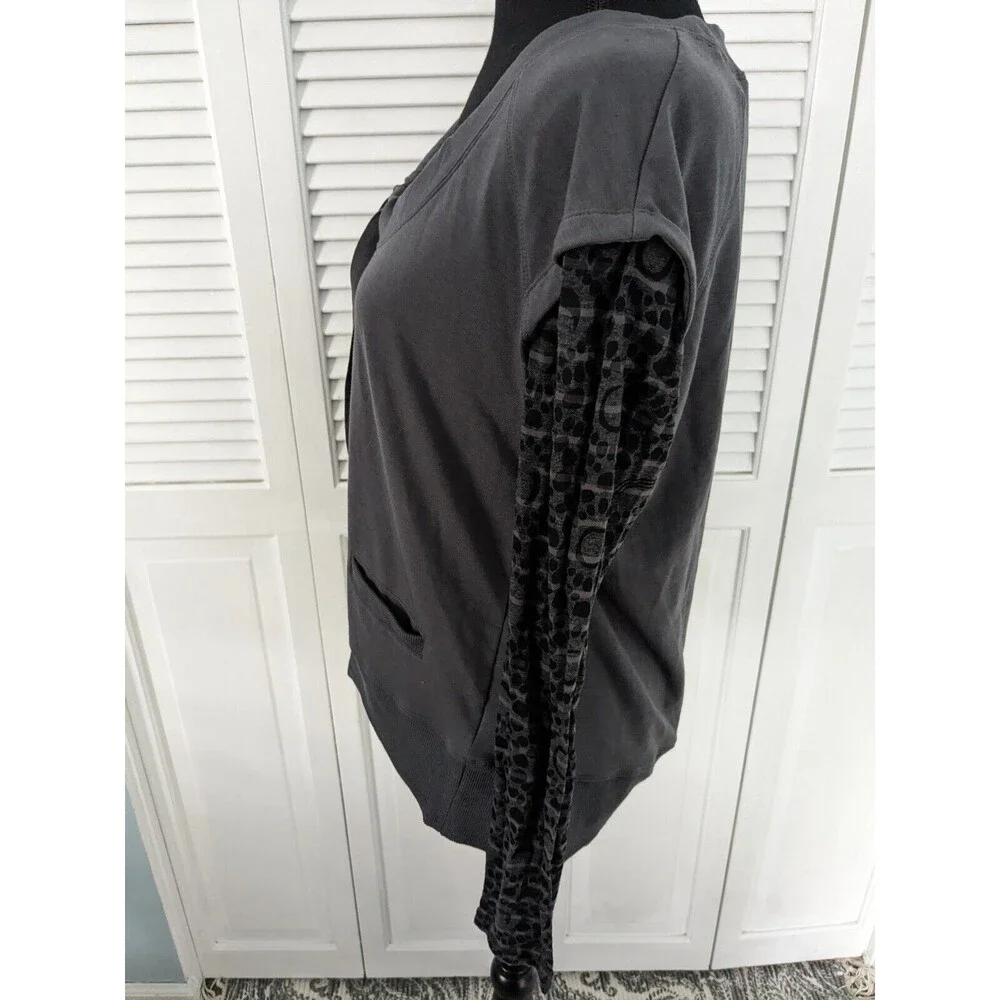 Lole Women's sz M Mixed Media Cotton Modal Grey Sweatshirt Pullover Burnout - Picture 5 of 15